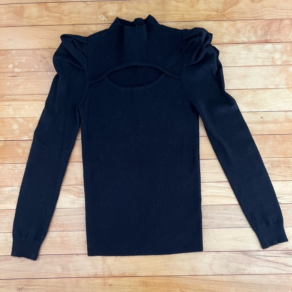 BB Dakota by Steve Madden Black Cutout Turtleneck Sweater, Size XS